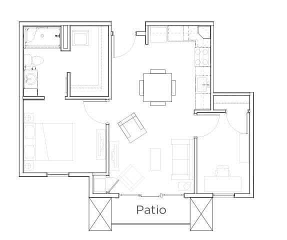 Clearwater one bedroom with den floor plan